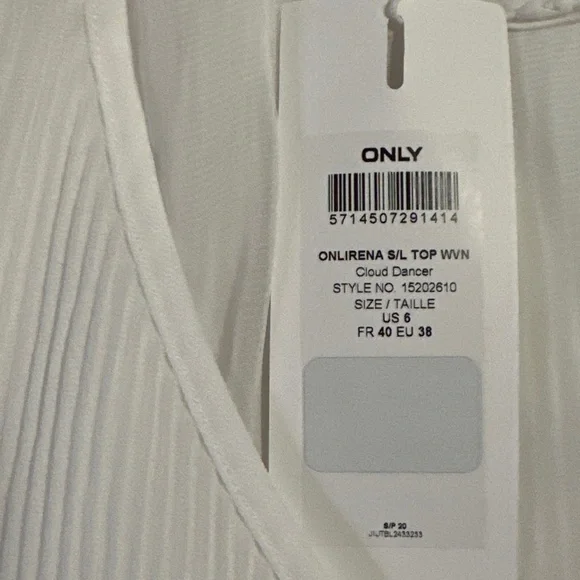ONLY plisse-pleated sheer white sleeveless v-neck flowy blouse size 38 Onlirena - Picture 6 of 8